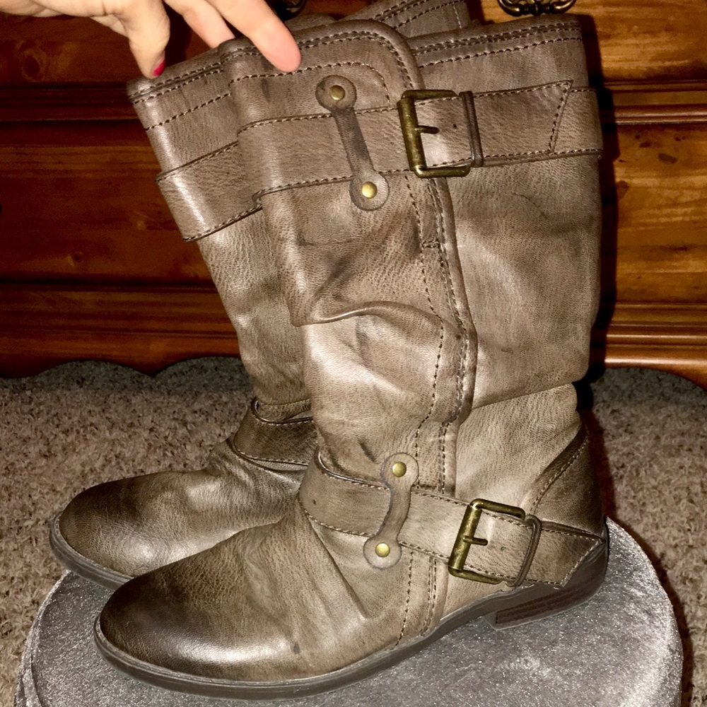 Brown leather boots